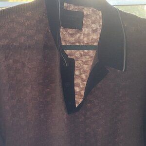 Abercrombie RARE texture sweater polo brown